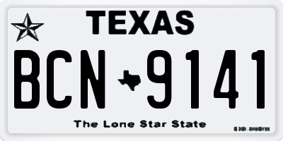TX license plate BCN9141