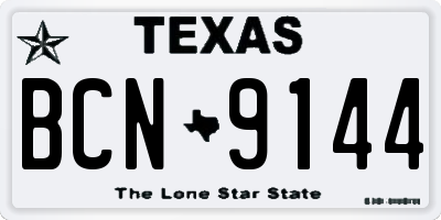 TX license plate BCN9144