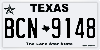 TX license plate BCN9148