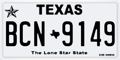 TX license plate BCN9149