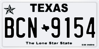 TX license plate BCN9154