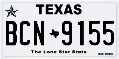 TX license plate BCN9155