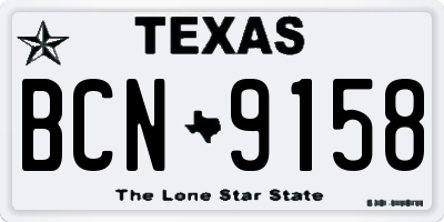 TX license plate BCN9158