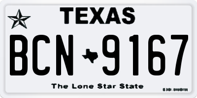 TX license plate BCN9167