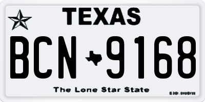 TX license plate BCN9168