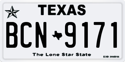 TX license plate BCN9171