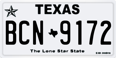 TX license plate BCN9172