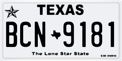 TX license plate BCN9181
