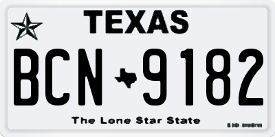 TX license plate BCN9182