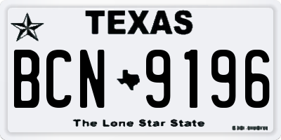 TX license plate BCN9196