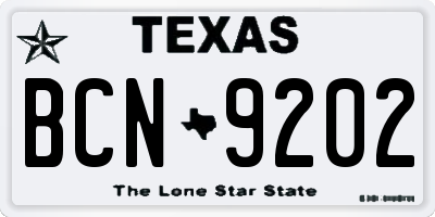 TX license plate BCN9202