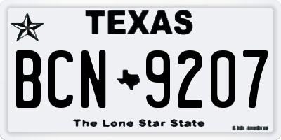 TX license plate BCN9207