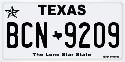 TX license plate BCN9209