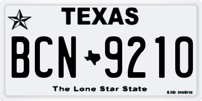 TX license plate BCN9210
