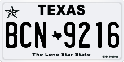 TX license plate BCN9216