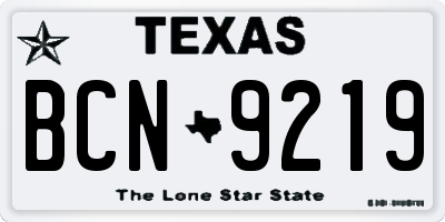 TX license plate BCN9219