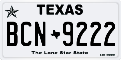 TX license plate BCN9222