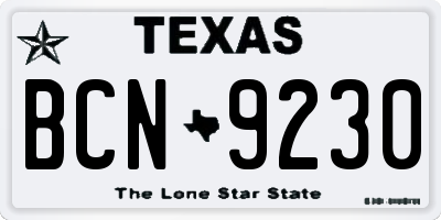 TX license plate BCN9230
