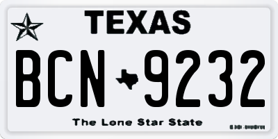 TX license plate BCN9232
