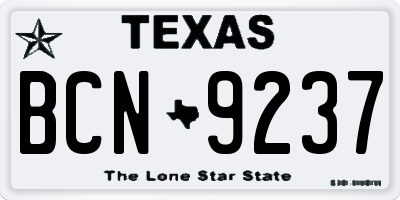 TX license plate BCN9237