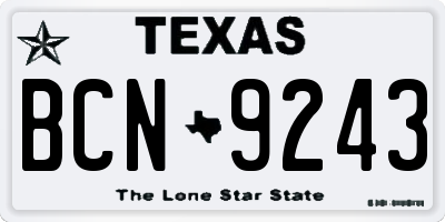 TX license plate BCN9243