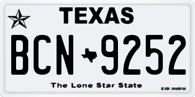 TX license plate BCN9252