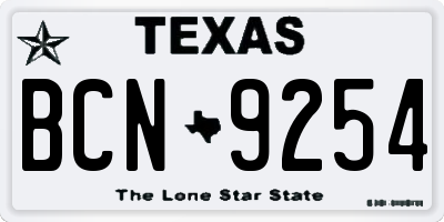 TX license plate BCN9254
