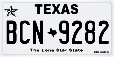 TX license plate BCN9282