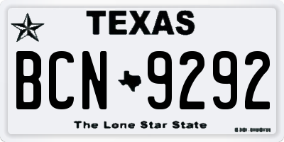 TX license plate BCN9292