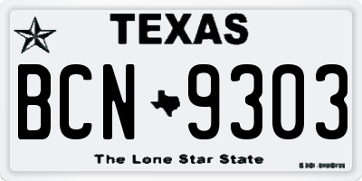 TX license plate BCN9303