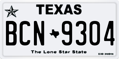 TX license plate BCN9304