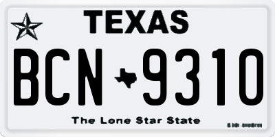 TX license plate BCN9310