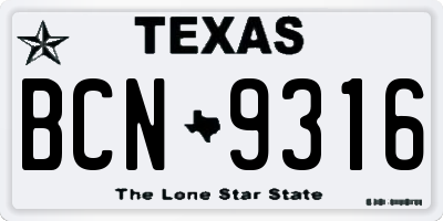 TX license plate BCN9316