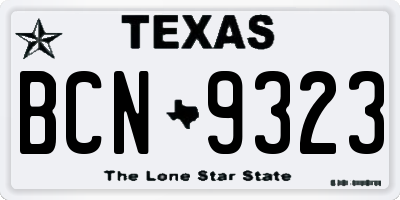 TX license plate BCN9323