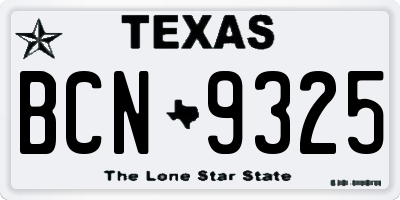 TX license plate BCN9325