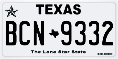 TX license plate BCN9332