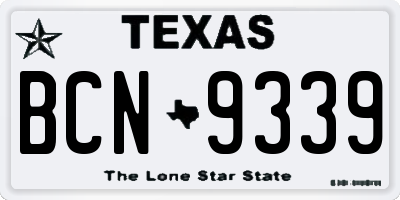 TX license plate BCN9339
