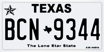 TX license plate BCN9344