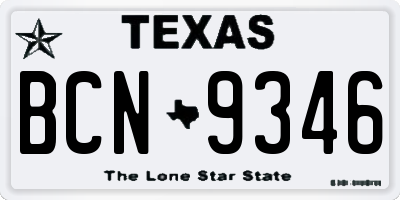 TX license plate BCN9346