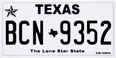 TX license plate BCN9352