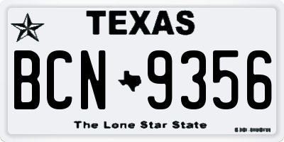 TX license plate BCN9356