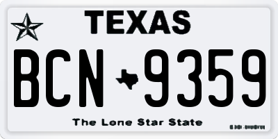 TX license plate BCN9359