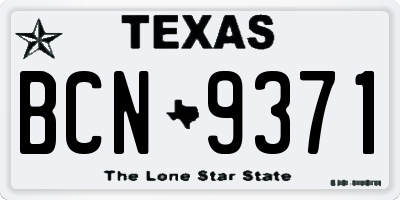 TX license plate BCN9371