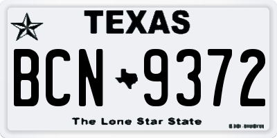 TX license plate BCN9372