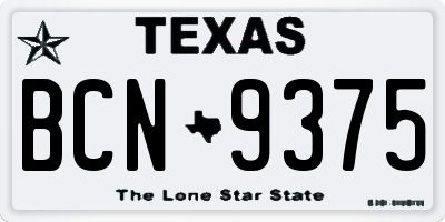 TX license plate BCN9375