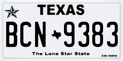 TX license plate BCN9383