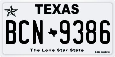 TX license plate BCN9386