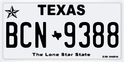 TX license plate BCN9388