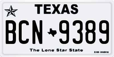 TX license plate BCN9389
