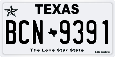 TX license plate BCN9391
